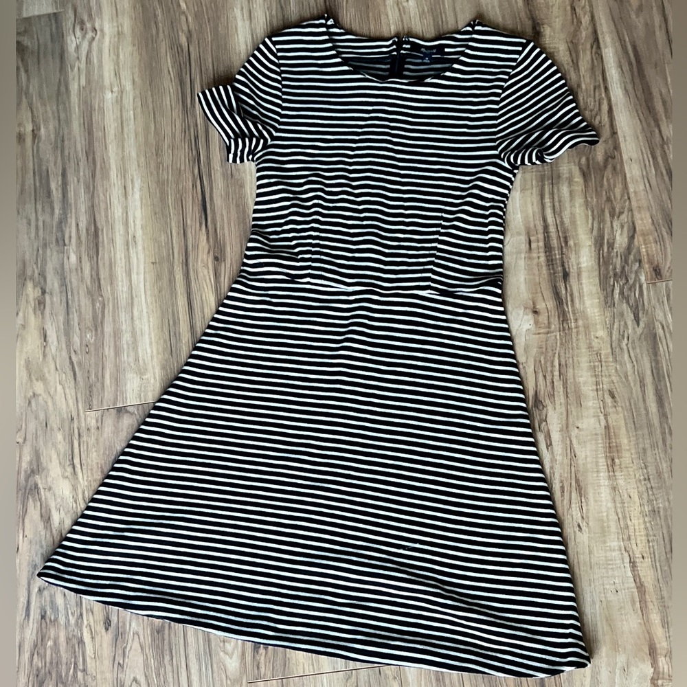 Madewell Black & White Striped Dress